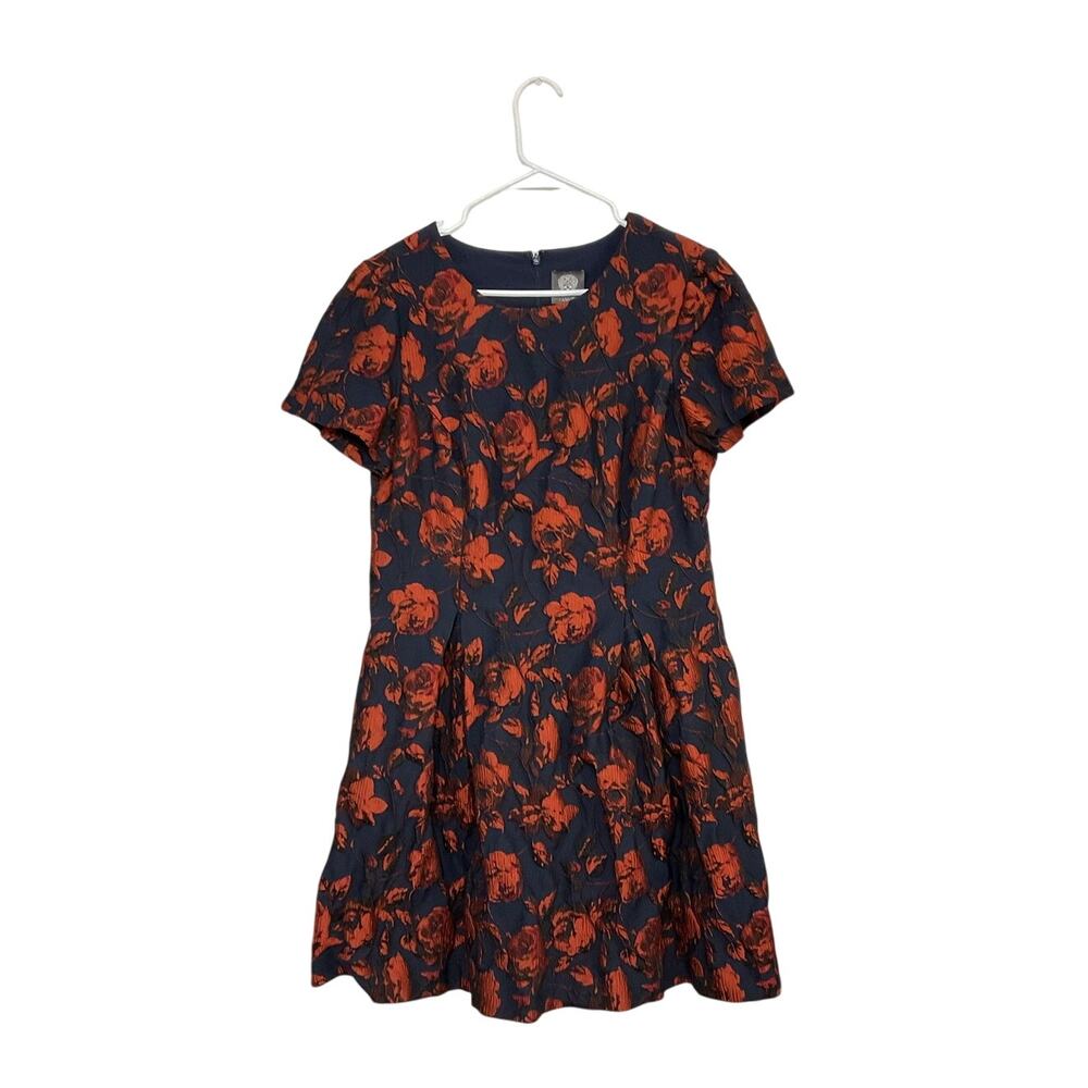 Vince Camuto Jacquard Fit & Flare Dress Size 14 Large Short Sleeve Floral
